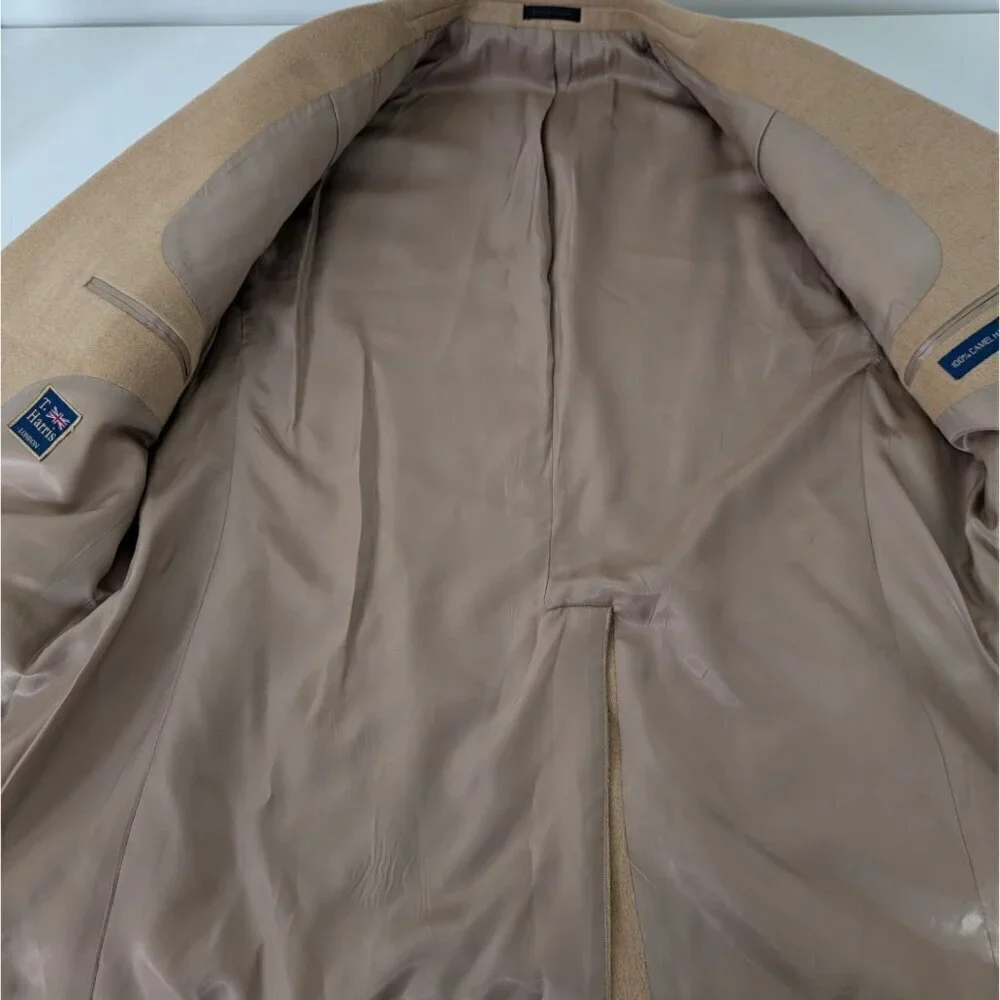 T Harris Camel Hair Blazer Mens Size 44R Tan Business 2 Button Sport Coat Jacket